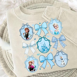 Frozen PNG Ice Princess Bow Frame Coquette Digital Download, Winter Princess T-Shirt , Coquette Mirror Bow Png Preppy Coquette Png Princess