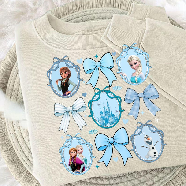 Frozen PNG Ice Princess Bow Frame Coquette Digital Download, Winter Princess T-Shirt , Coquette Mirror Bow Png Preppy Coquette Png Princess image 1