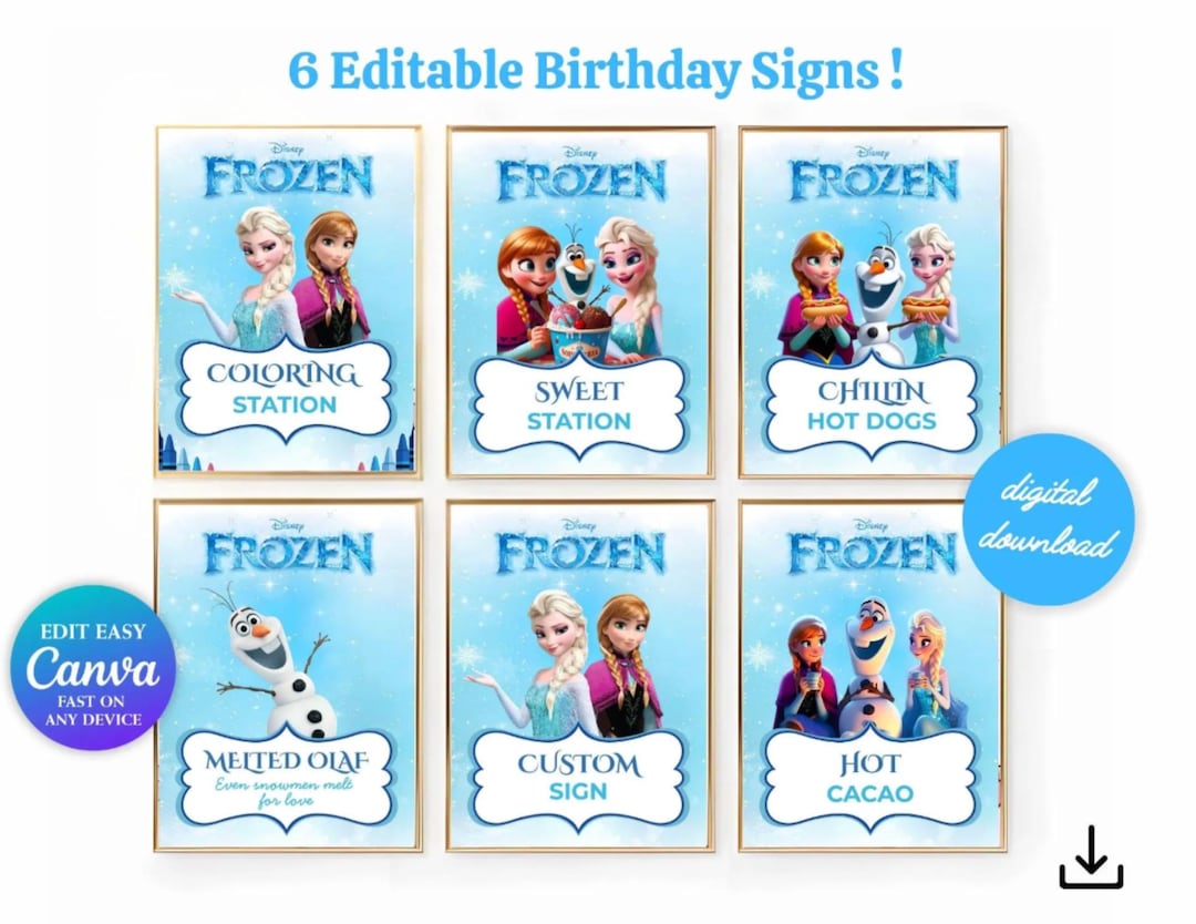 Frozen Birthday Signs | Frozen Party Signs | Frozen Custom Sign ...