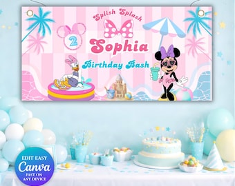 Minnie Pool Banner | Minnie Twodles Banner Template | Minnie Bowtique  | Editable Canva Banner | Oh Twodles Minnie | Banner Template 3 sizes