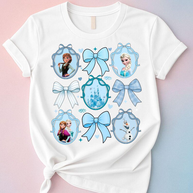 Frozen PNG Ice Princess Bow Frame Coquette Digital Download, Winter Princess T-Shirt , Coquette Mirror Bow Png Preppy Coquette Png Princess image 3