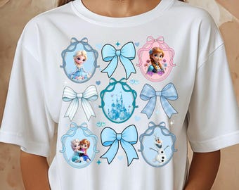 Frozen PNG Ice Princess Bow Frame Coquette Digital Download, Winter Princess T-Shirt , Coquette Mirror Bow Png Preppy Coquette Png Princess