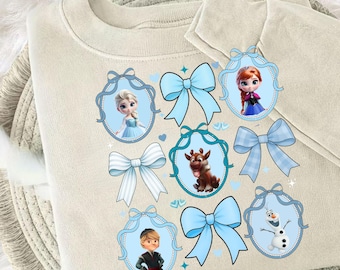 Frozen PNG Ice Princess Bow Frame Coquette Digital Download, Winter Princess T-Shirt , Coquette Mirror Bow Png Preppy Coquette Png Princess