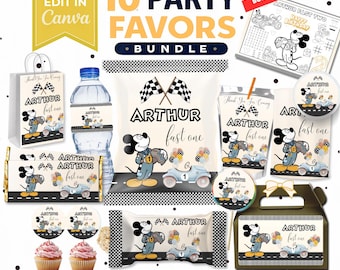 Impreza z Myszką Miki | Pierwsze urodziny Myszki Miki Roadster | Szybki pakiet urodzinowy z możliwością edycji | Baby shower z Myszką Miki | Kompletny zestaw na imprezę