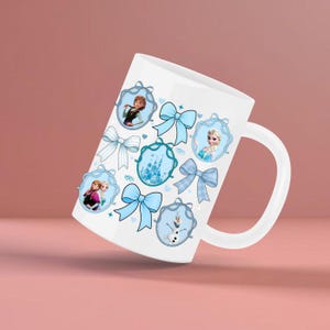 Frozen PNG Ice Princess Bow Frame Coquette Digital Download, Winter Princess T-Shirt , Coquette Mirror Bow Png Preppy Coquette Png Princess image 5