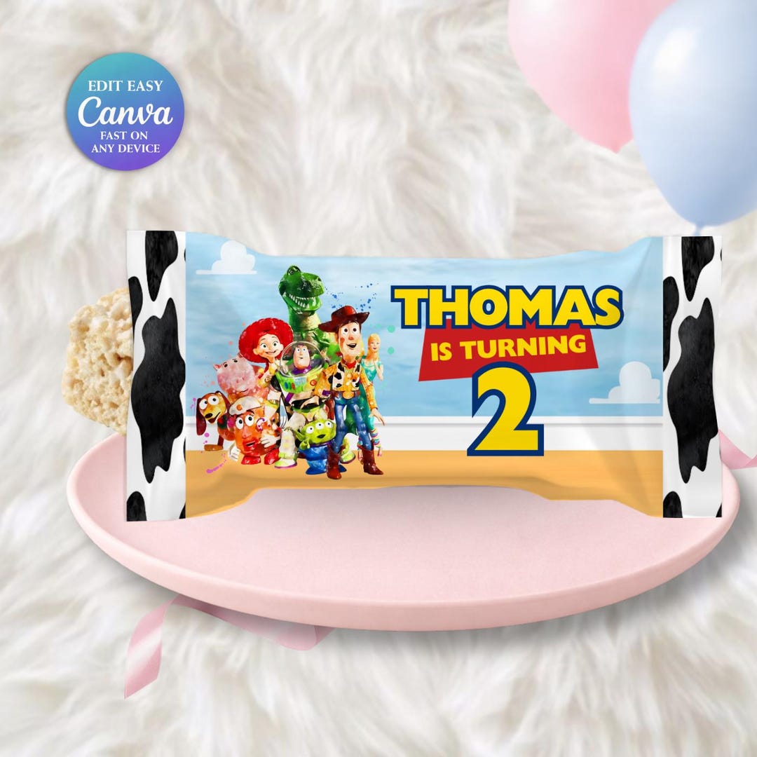 Toy Story Birthday Party Favor | Toy Story Rice Krispy Treat | Editable ...