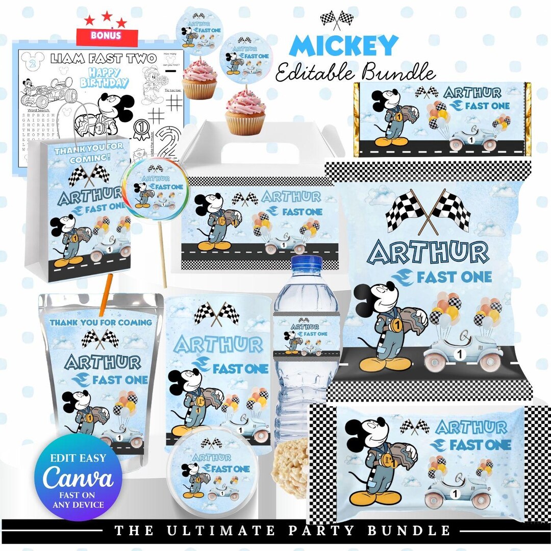 Two Fast Mickey Mickey Mouse Party | Mickey Roadster 1st Birthday | Fast One Birthday ...