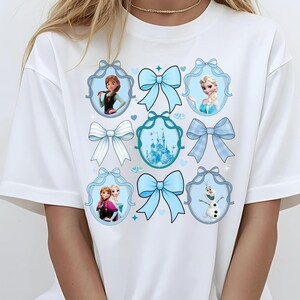 Frozen PNG Ice Princess Bow Frame Coquette Digital Download, Winter Princess T-Shirt , Coquette Mirror Bow Png Preppy Coquette Png Princess image 4