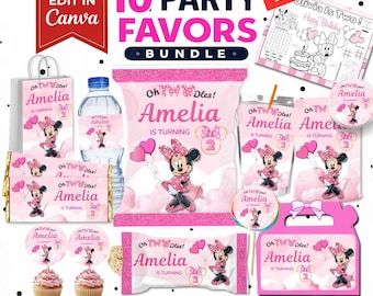 Upominek na letnie przyjęcie urodzinowe Myszki Minnie | Dekoracje Myszki Minnie | Oh Twodles Minnie | Zestaw Myszki Miki | Przyjęcie w stylu Myszki Minnie | Kompletny zestaw imprezowy