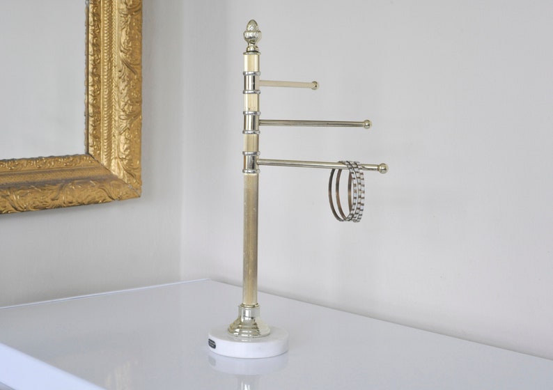 Vintage Jewelry Holder Bathroom Countertop Gold Tone Towel Etsy