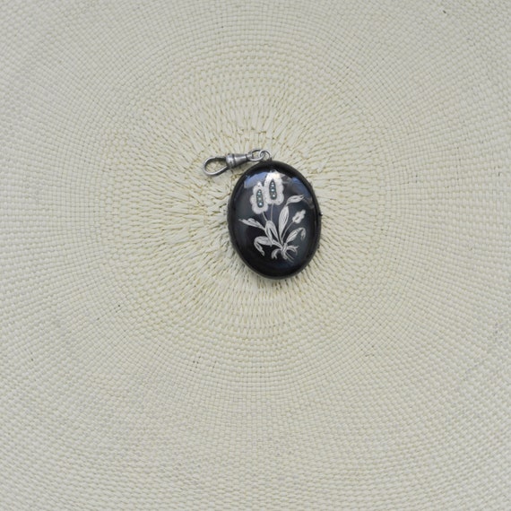 Antique Black Mourning Enamel Seed Pearl Victoria… - image 4