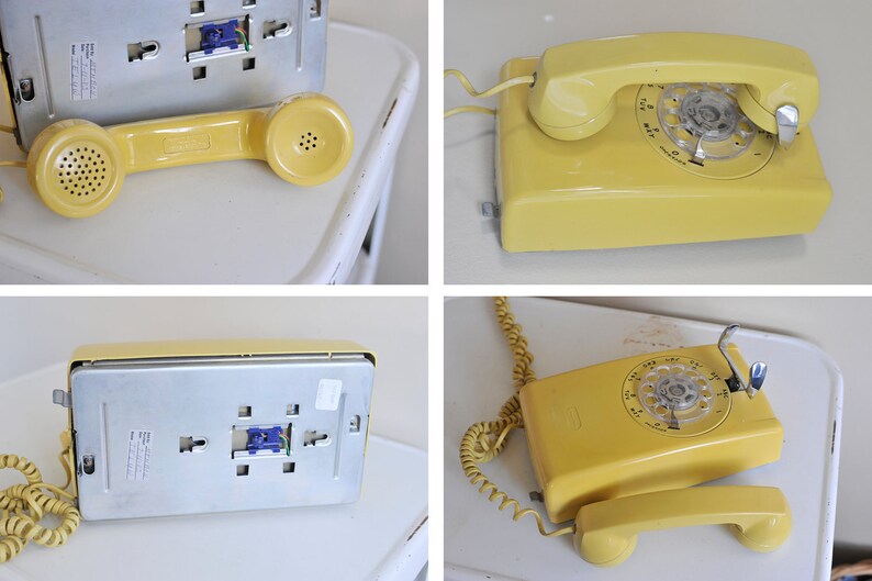 On SALE // Vintage Mustard Yellow Rotary Wall Mount Telephone Etsy