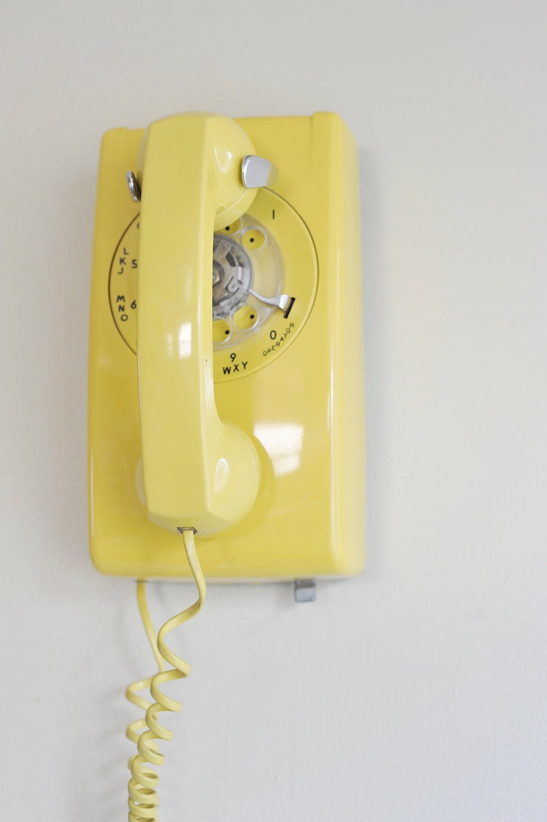 On SALE // Vintage Mustard Yellow Rotary Wall Mount Telephone Etsy