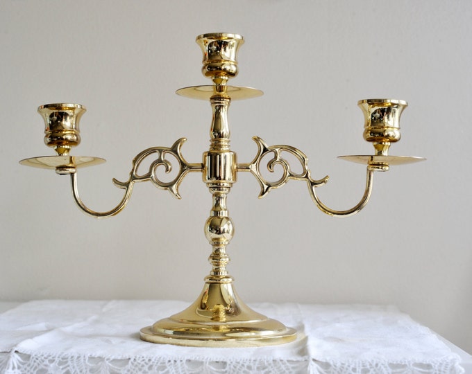 Vintage Brass Baldwin Candelabra Solid Brass 3tier Candle Etsy