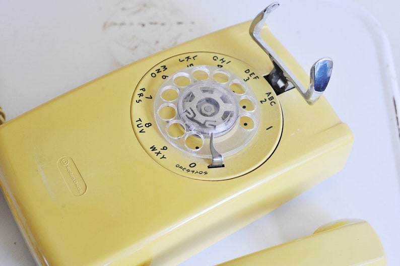On SALE // Vintage Mustard Yellow Rotary Wall Mount Telephone Etsy