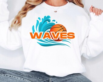 Golven basketbal ronde hals, hardlooppunt, tv-showkleding, basketballiefhebber, tv-showshirt, tv-showsweatshirt, cadeau voor basketballiefhebber