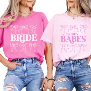 Bride&#39;s Babes Cotton Tee, Bridal Party Shirt, Wedding Day Apparel, Cute Gift for Bride, Bachelorette Shirts, Bachelorette Party, Bridal Tees