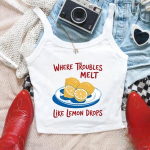 Lemon Drop Vibes Women&#39;s Tank Top, Cute Summer Top, Beachwear, Vacation Shirt, Gift for Her