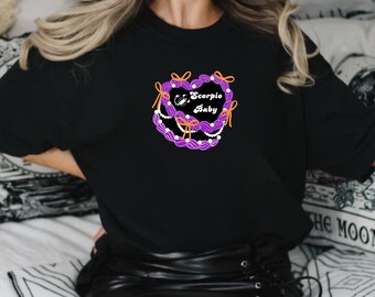 Moletom com gola redonda Scorpio Baby, presente de astrologia, vestuário do zodíaco, moda de outono, presente de aniversário, vestuário Scorpio, vestuário Scorpio