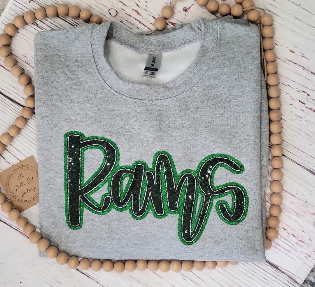 RAMS Sequin Glitter Htv Sweatshirt, Crewneck Sweatshirt, Sequin ...