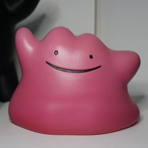 Hand Painted 3D Printed Ditto Statue – Happy or Derpy Face, Shiny Pink (Fan Art)
