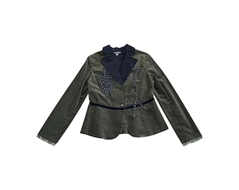 Blazer/giacca boho vintage Anthropologie Basil and Maude in velluto ricamato