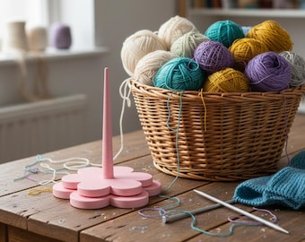 Flower Yarn Spinner for Knitting and Crochet, Spinning Yarn Holder with Smooth Bearing