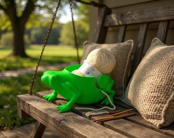 Frog Yarn Bowl for Crochet and Knitting, Animal Yarn Holder, 3D Printed Yarn Organizer for Desk or Couch