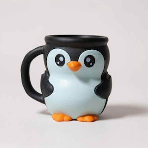 Portavasos de helado con forma de pingüino: una bonita taza novedosa con ranuras para cucharas