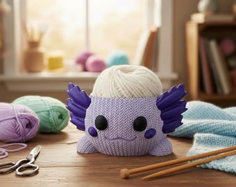 Axolotl Yarn Bowl, 3D Printed Crochet and Knitting Yarn Holder, Customizable
