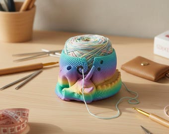 Dragon Yarn Bowl with Tool Slots for Crochet and Knitting, Fantasy Yarn Organizer