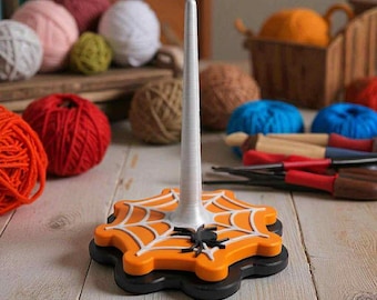 Halloween Spinnennetz Garnspinner: Gruseliger drehbarer Garnhalter zum Stricken und Häkeln
