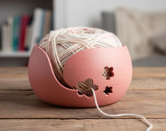 Cherry Blossom Yarn Bowl: Floral Yarn Holder for Knitting and Crochet