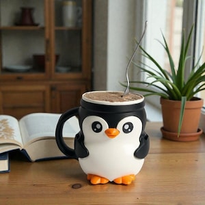 3D Printed Penguin Ice Cream Pint Holder with Spoon Slots