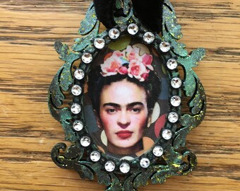 Frida Kahlo Necklace or Tree Ornament