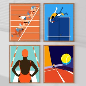 Póster decorativo para deportes, atletismo, running, natación, tenis, tenis de mesa, Juegos Olímpicos, pop art, moderno, regalo, póster, impresión.