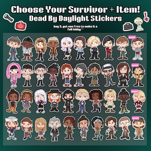 UPDATED! Choose your Survivor + Item! | DBD stickers | Dead By Daylight Matte Stickers | Buy 3, get 1 free! image 2
