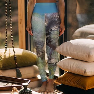 Wearable Art Yoga Pants for Women | Spiritual Leggings with Hand-Painted Print | Nature-Inspired Boho Yoga Clothing | Artist Activewear