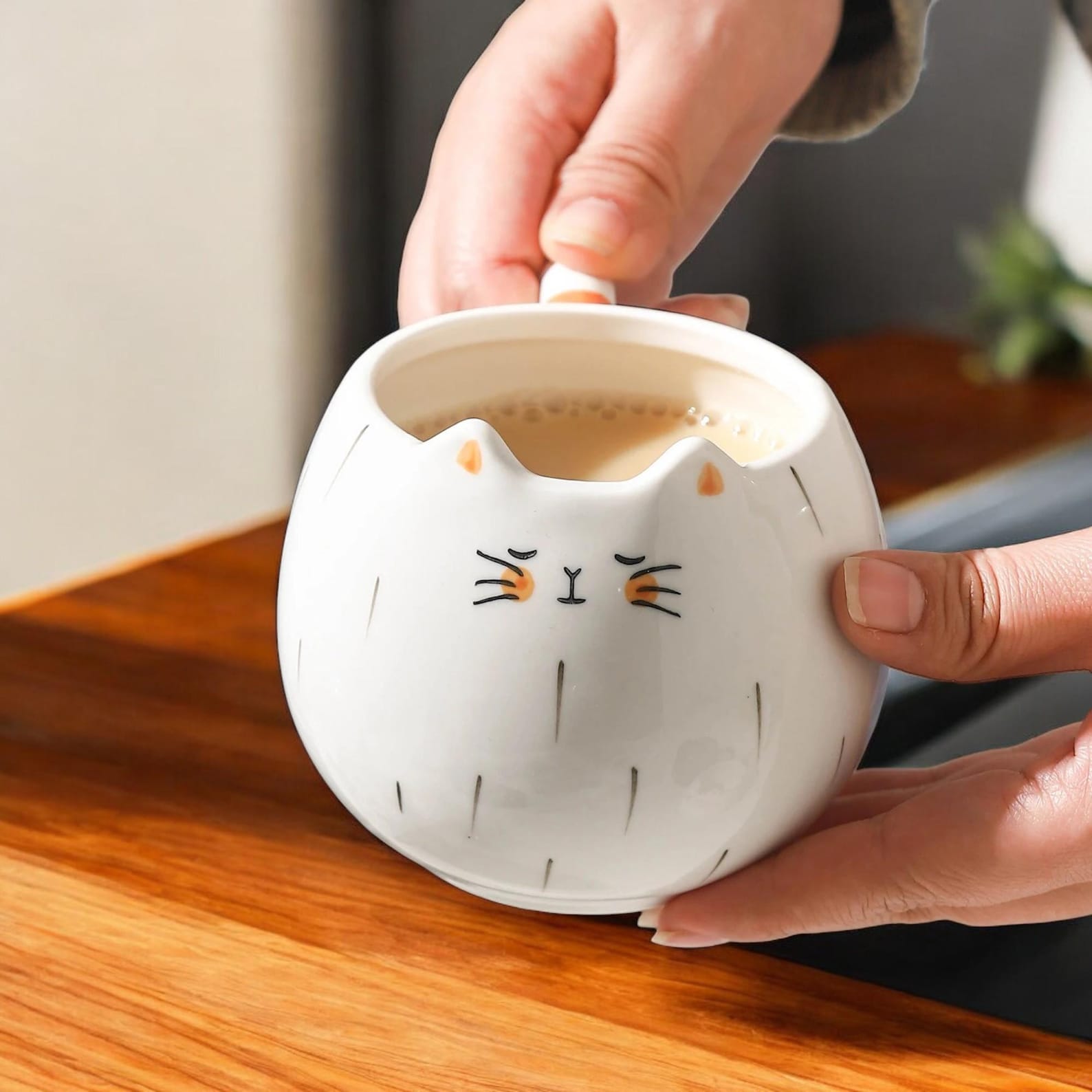 Handmade Ceramic Cat Mug - Cute Kitty Coffee Cup, Kawaii Cat Lover Gift ...