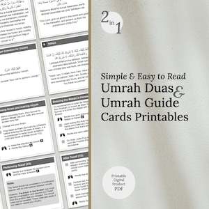 2-in-1 Umrah-gids en Umrah Dua-kaarten afdrukbaar | Stap voor stap Umrah | Umrah essentiële dua's met transcriptie | Umrah-flashcards | Cadeau