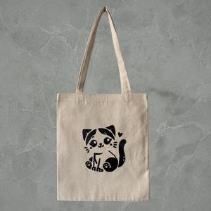 Hand Painted Tote Bag, High Quality Canvas Tote Bag, Eco-Friendly Reusable Shopping Bag, Tote Bag With Cute Cat Design, Cat Lovers Gift
