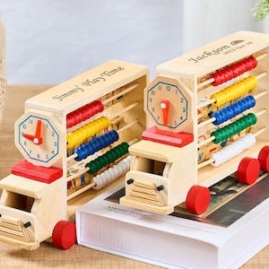 Personalisierter Babyauto-Abakus, Regenbogen-Abakus aus Holz, Kinderzimmer-Dekor, Babyparty-Geschenke, Montessori, Osterkorbfüller, Lernspielzeug für Kleinkinder