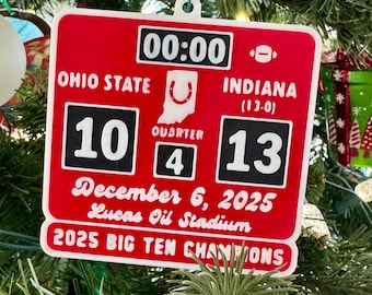 Indiana Hoosiers Big Ten Championship Football Ornament | Available in Blue or Red