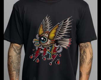 Traditional Tattoo T-Shirt: Unique Eye Design, Casual Style