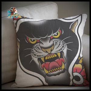 Panther Tattoo Pillow, Woven Home Decor, Creative Gift