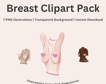 Clipart de Mama – Ilustraciones PNG con Positividad Corporal para Profesionales de Partos (Descarga Digital)