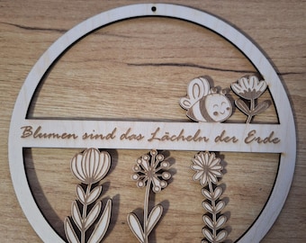 Blommig krans med ordspråk SVG DXF