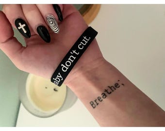 Baby Don't Cut - Suicide Prevention Bracelet Self Care Reminder, Recovery Gift, Thinking of You Gift, Premium Debossed - Lifetime Guaranteed