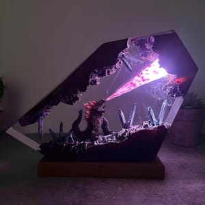 Diorama Godzilla King Monster Burning Night Light ver 2 Anime Epoxy Lamp God.zilla Resin Lights Lamp Desk Lamp Christmas gifts handmade