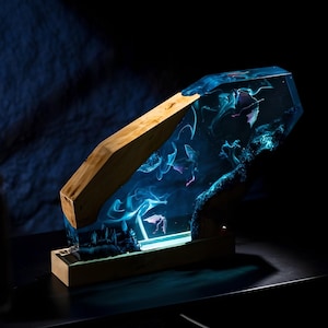 MAGIC WORLD Resin Lamp, Mystery Epoxy Lamp, Resin Night Light, Resin Wood Art Lamp, Custom Night Light, Personalized Gift for Home Decor